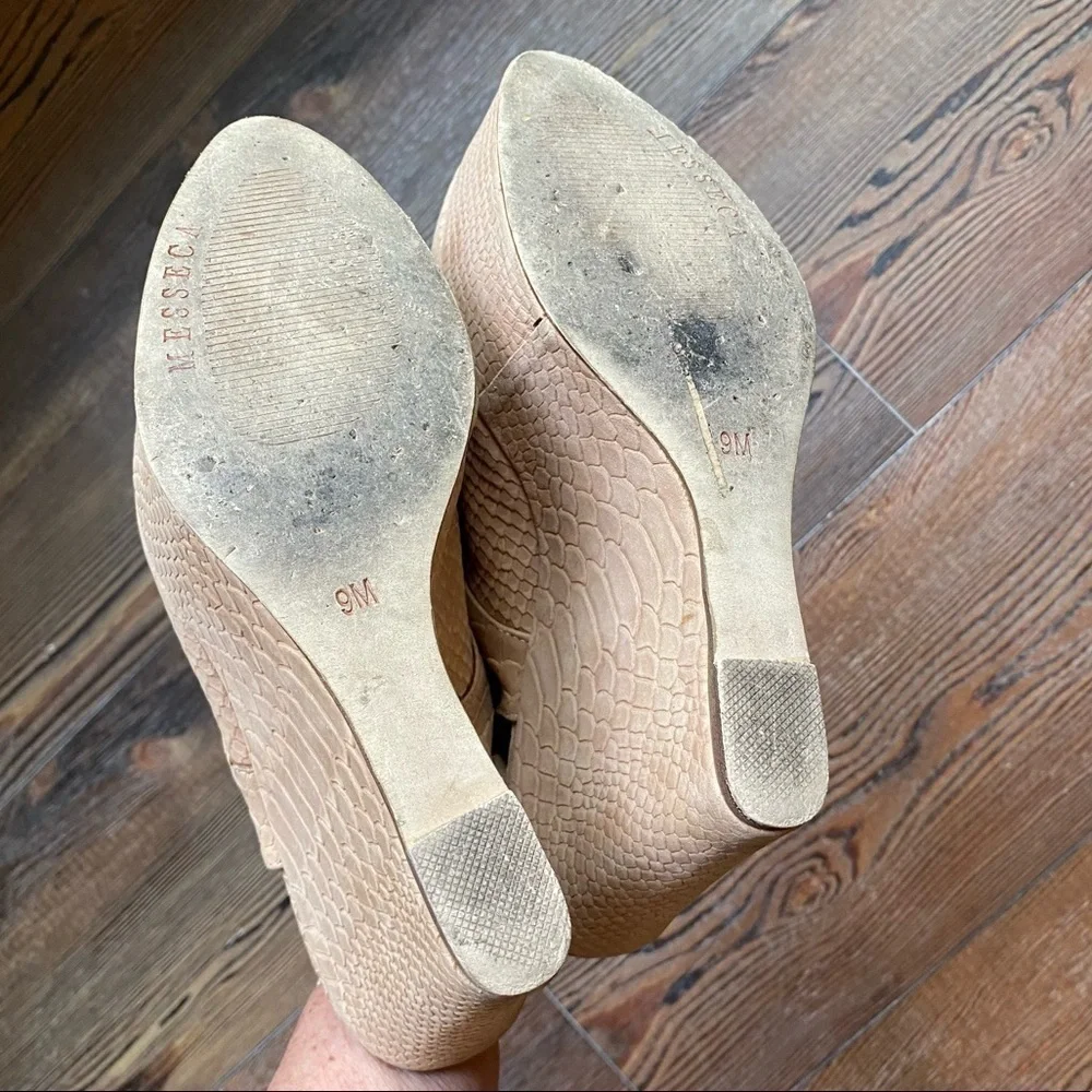 Messeca New York Platform Almond Toe Slingback Cream Light Tan Size 9